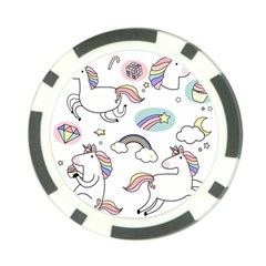 Cute Unicorns With Magical Elements Vector Poker Chip Card Guard (10 Pack) by Sobalvarro