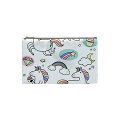 Cute Unicorns With Magical Elements Vector Cosmetic Bag (small) by Sobalvarro