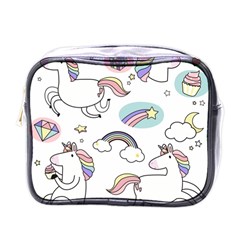 Cute Unicorns With Magical Elements Vector Mini Toiletries Bag (one Side) by Sobalvarro