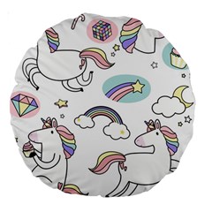 Cute Unicorns With Magical Elements Vector Large 18  Premium Round Cushions by Sobalvarro