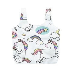 Cute Unicorns With Magical Elements Vector Full Print Recycle Bag (m) by Sobalvarro