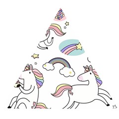 Cute Unicorns With Magical Elements Vector Wooden Puzzle Triangle