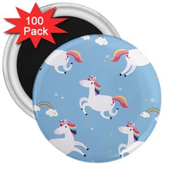 Unicorn Seamless Pattern Background Vector (2) 3  Magnets (100 Pack) by Sobalvarro