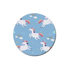 Unicorn Seamless Pattern Background Vector (2) Rubber Round Coaster (4 Pack)  by Sobalvarro