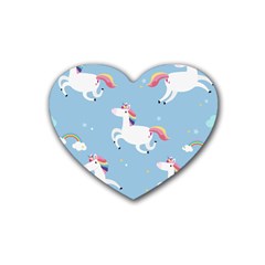 Unicorn Seamless Pattern Background Vector (2) Heart Coaster (4 Pack)  by Sobalvarro