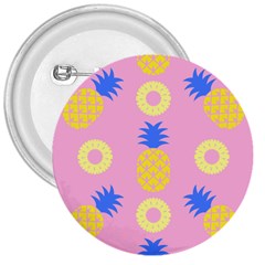 Pop Art Pineapple Seamless Pattern Vector 3  Buttons by Sobalvarro