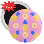 Pop Art Pineapple Seamless Pattern Vector 3  Magnets (10 pack)  Front