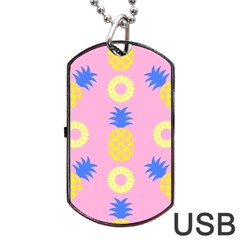 Pop Art Pineapple Seamless Pattern Vector Dog Tag Usb Flash (two Sides) by Sobalvarro