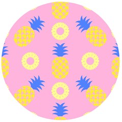Pop Art Pineapple Seamless Pattern Vector Wooden Bottle Opener (round) by Sobalvarro