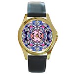 Marble Texture Print Fashion Style Patternbank Vasare Nar Abstract Trend Style Geometric Round Gold Metal Watch Front