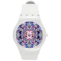 Marble Texture Print Fashion Style Patternbank Vasare Nar Abstract Trend Style Geometric Round Plastic Sport Watch (m) by Sobalvarro