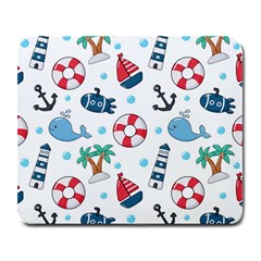 Seamless Pattern Nautical Icons Cartoon Style Large Mousepads