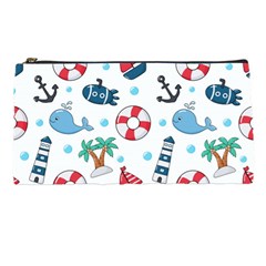 Seamless Pattern Nautical Icons Cartoon Style Pencil Cases