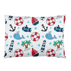 Seamless Pattern Nautical Icons Cartoon Style Pillow Case (two Sides)