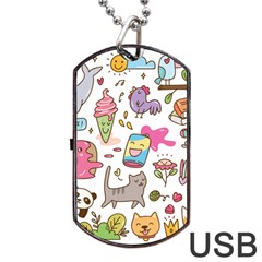 Set Kawaii Doodles Dog Tag Usb Flash (one Side)