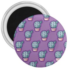 Seamless Pattern Patches Cactus Pots Plants 3  Magnets