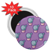 Seamless Pattern Patches Cactus Pots Plants 2 25  Magnets (10 Pack) 