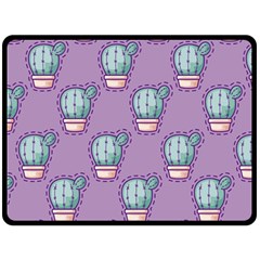 Seamless Pattern Patches Cactus Pots Plants Fleece Blanket (large) 