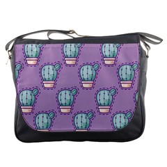 Seamless Pattern Patches Cactus Pots Plants Messenger Bag