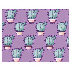 Seamless Pattern Patches Cactus Pots Plants Double Sided Flano Blanket (medium) 