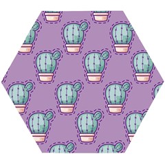 Seamless Pattern Patches Cactus Pots Plants Wooden Puzzle Hexagon by Vaneshart