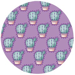 Seamless Pattern Patches Cactus Pots Plants Wooden Bottle Opener (round) by Vaneshart