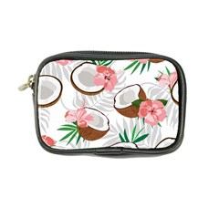 Seamless Pattern Coconut Piece Palm Leaves With Pink Hibiscus Coin Purse