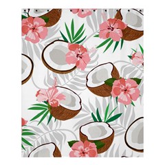 Seamless Pattern Coconut Piece Palm Leaves With Pink Hibiscus Shower Curtain 60  X 72  (medium)  by Vaneshart