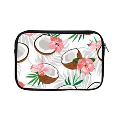 Seamless Pattern Coconut Piece Palm Leaves With Pink Hibiscus Apple Ipad Mini Zipper Cases