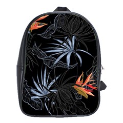 Exotic Flower Leaves Seamless Pattern School Bag (xl) by Vaneshart