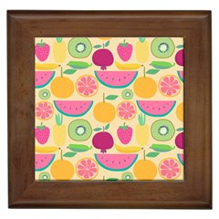 Seamless Pattern With Fruit Vector Illustrations Gift Wrap Design Framed Tile by Vaneshart