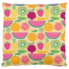 Seamless Pattern With Fruit Vector Illustrations Gift Wrap Design Large Flano Cushion Case (one Side)