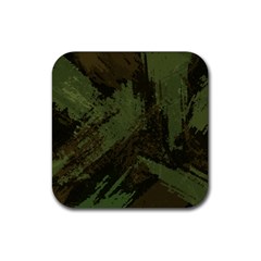 Camouflage Brush Strokes Background Rubber Coaster (square) 