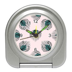 Green Tropical Leaves Seamless Pattern Travel Alarm Clock by Vaneshart
