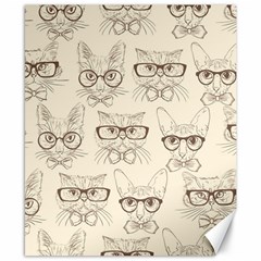 Seamless Pattern Hand Drawn Cats With Hipster Accessories Canvas 8  X 10  by Vaneshart