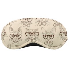 Seamless Pattern Hand Drawn Cats With Hipster Accessories Sleeping Mask by Vaneshart