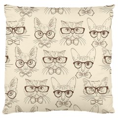 Seamless Pattern Hand Drawn Cats With Hipster Accessories Large Cushion Case (one Side)