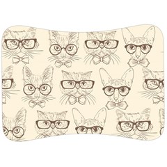 Seamless Pattern Hand Drawn Cats With Hipster Accessories Velour Seat Head Rest Cushion by Vaneshart