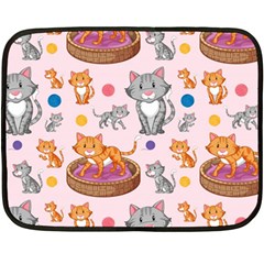 Cat Seamless Pattern Double Sided Fleece Blanket (mini) 