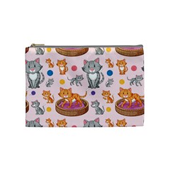 Cat Seamless Pattern Cosmetic Bag (medium) by Vaneshart
