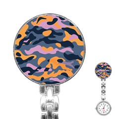 Camouflage Background Textile Uniform Seamless Pattern Stainless Steel Nurses Watch