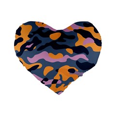 Camouflage Background Textile Uniform Seamless Pattern Standard 16  Premium Flano Heart Shape Cushions