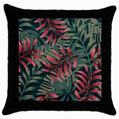 Trending Abstract Seamless Pattern With Colorful Tropical Leaves Plants Green Throw Pillow Case (black) by Vaneshart