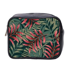 Trending Abstract Seamless Pattern With Colorful Tropical Leaves Plants Green Mini Toiletries Bag (two Sides)