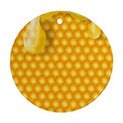 Abstract Honeycomb Background With Realistic Transparent Honey Drop Ornament (round)