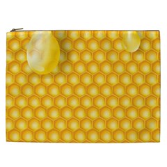 Abstract Honeycomb Background With Realistic Transparent Honey Drop Cosmetic Bag (xxl)