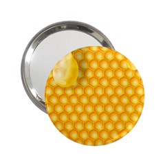 Abstract Honeycomb Background With Realistic Transparent Honey Drop 2 25  Handbag Mirrors