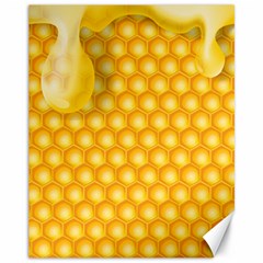 Abstract Honeycomb Background With Realistic Transparent Honey Drop Canvas 11  X 14  by Vaneshart