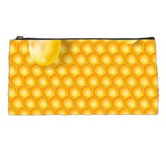 Abstract Honeycomb Background With Realistic Transparent Honey Drop Pencil Cases