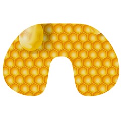 Abstract Honeycomb Background With Realistic Transparent Honey Drop Travel Neck Pillow